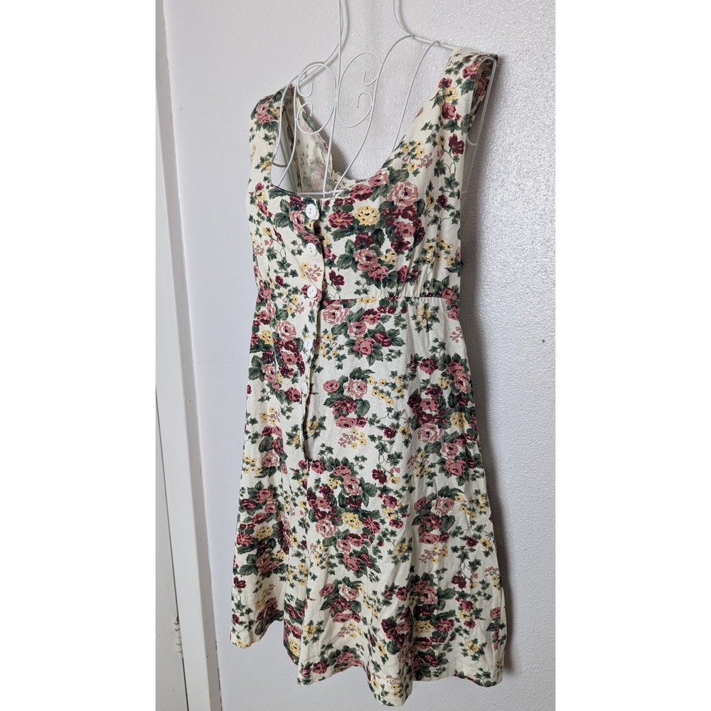 Vintage 90s Sleeveless Lace Back Floral Jumper Sz M